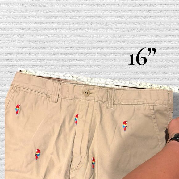 Cremieux Parrot Embroidered Chino Shorts Tropical Casual Khaki Size 32 Madison - Picture 5 of 6